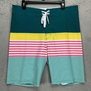 Old Navy Mens Swim Trunks 34 Multi Colorblock Swimwear Stretch Board Shorts‎ NEW